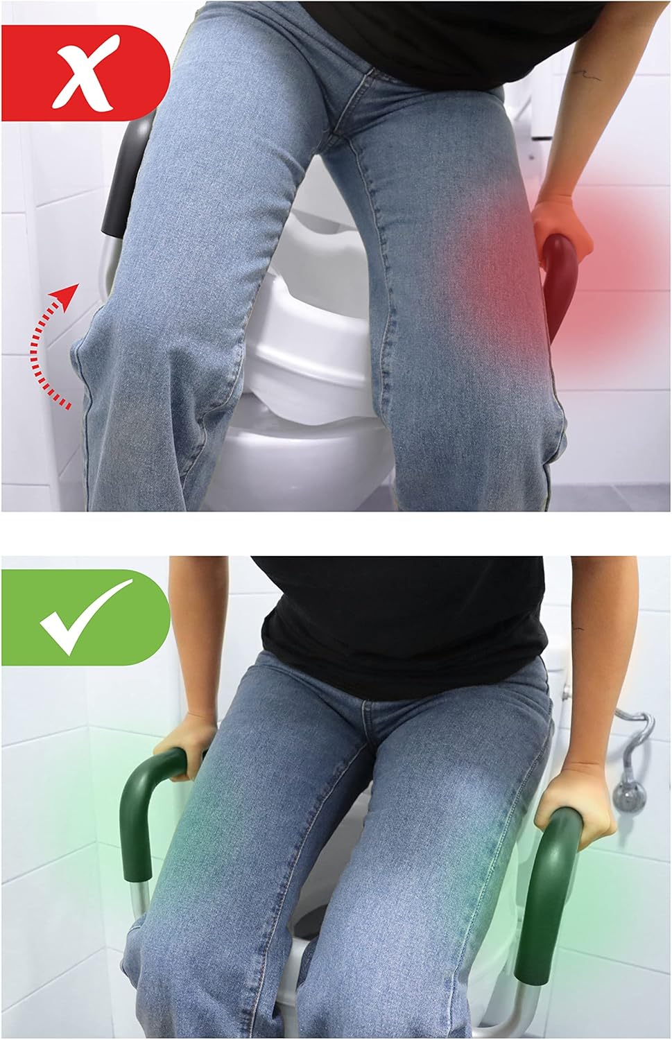 PEPE Mobility Raised Toilet Seat with Handles and Lid, for Seniors, Commode Aid


