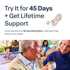 Audien Atom One OTC rechargeable wireless hearing aids with charging dock

