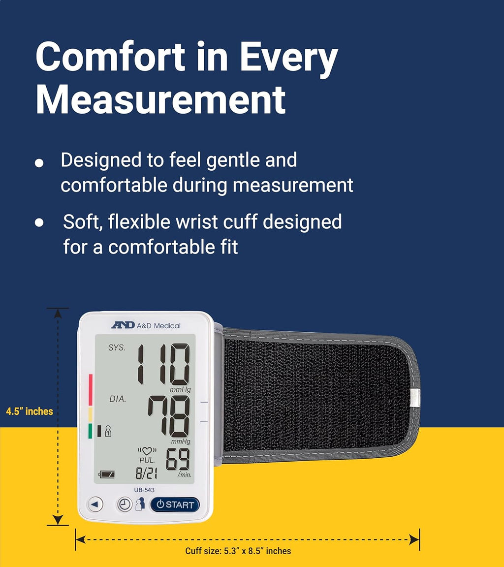 A&D Medical Essential One blood pressure device UB-543 with adjustable cuff


