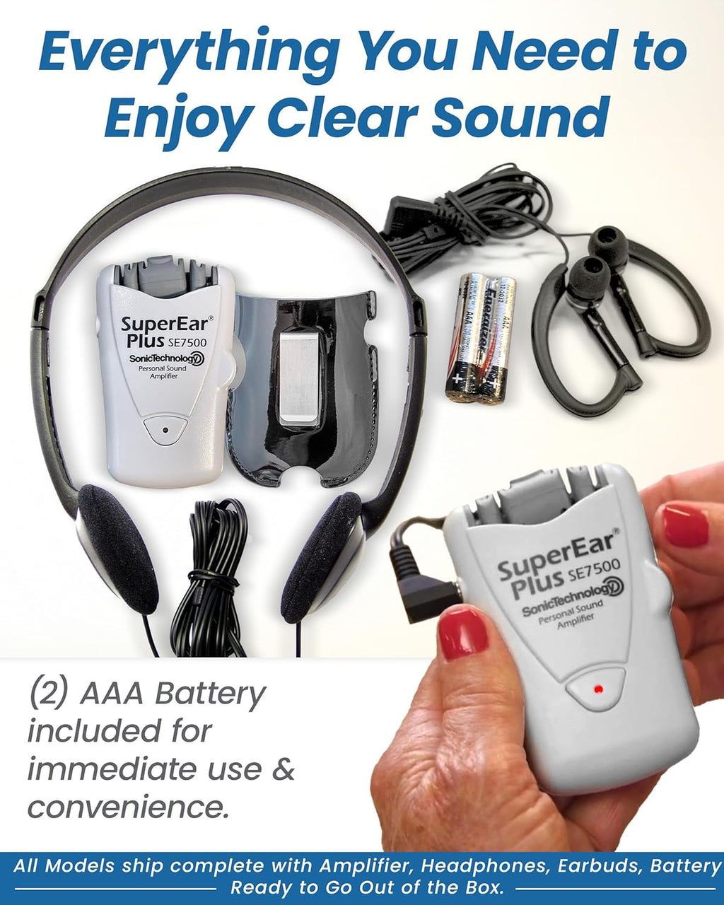 SuperEar SE7500 Personal Sound Amplifier for Seniors, 50 dB Ambient Sound Boost

