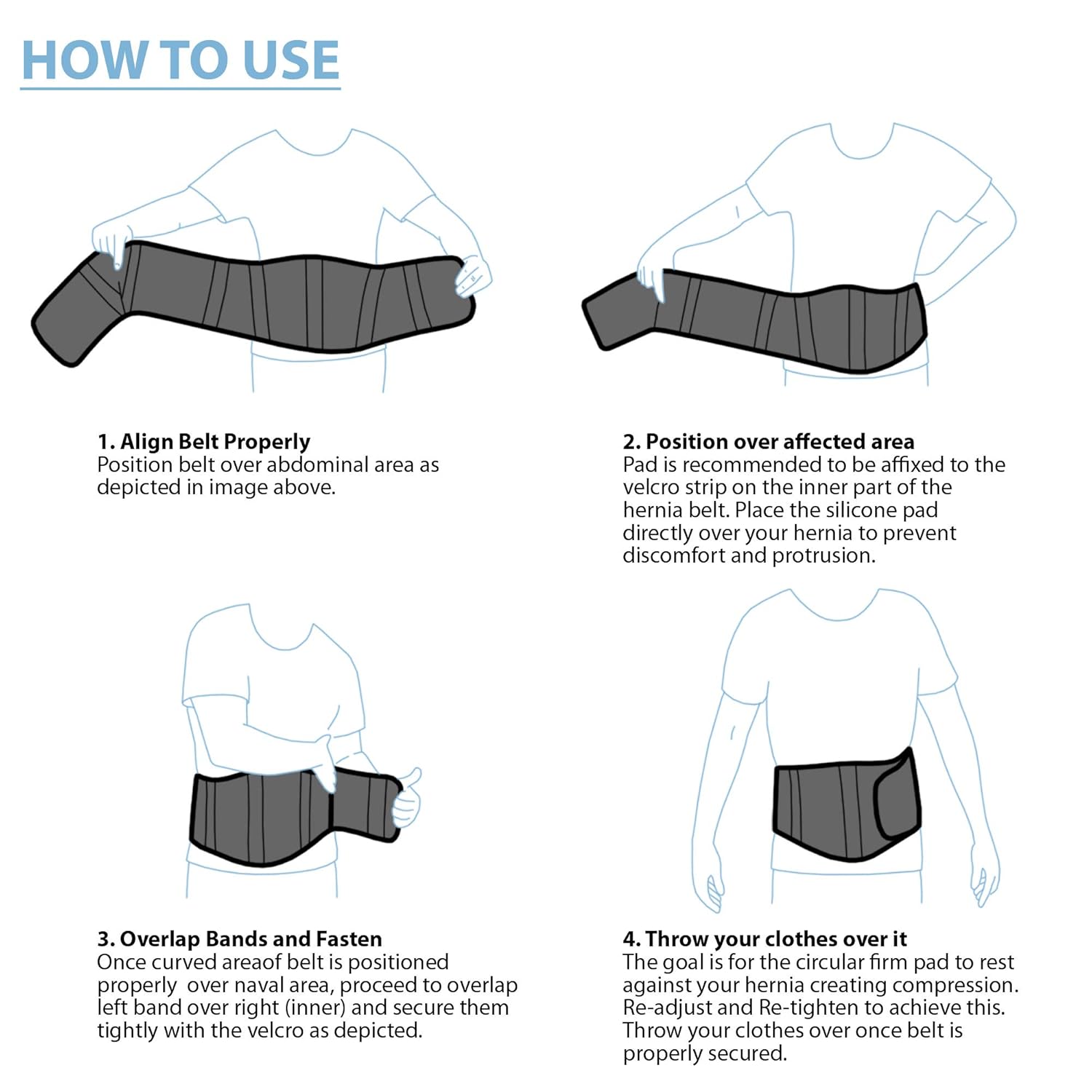 ORTONYX Ergonomic Hernia Belt with Removable Compression Pad for Umbilical Support

