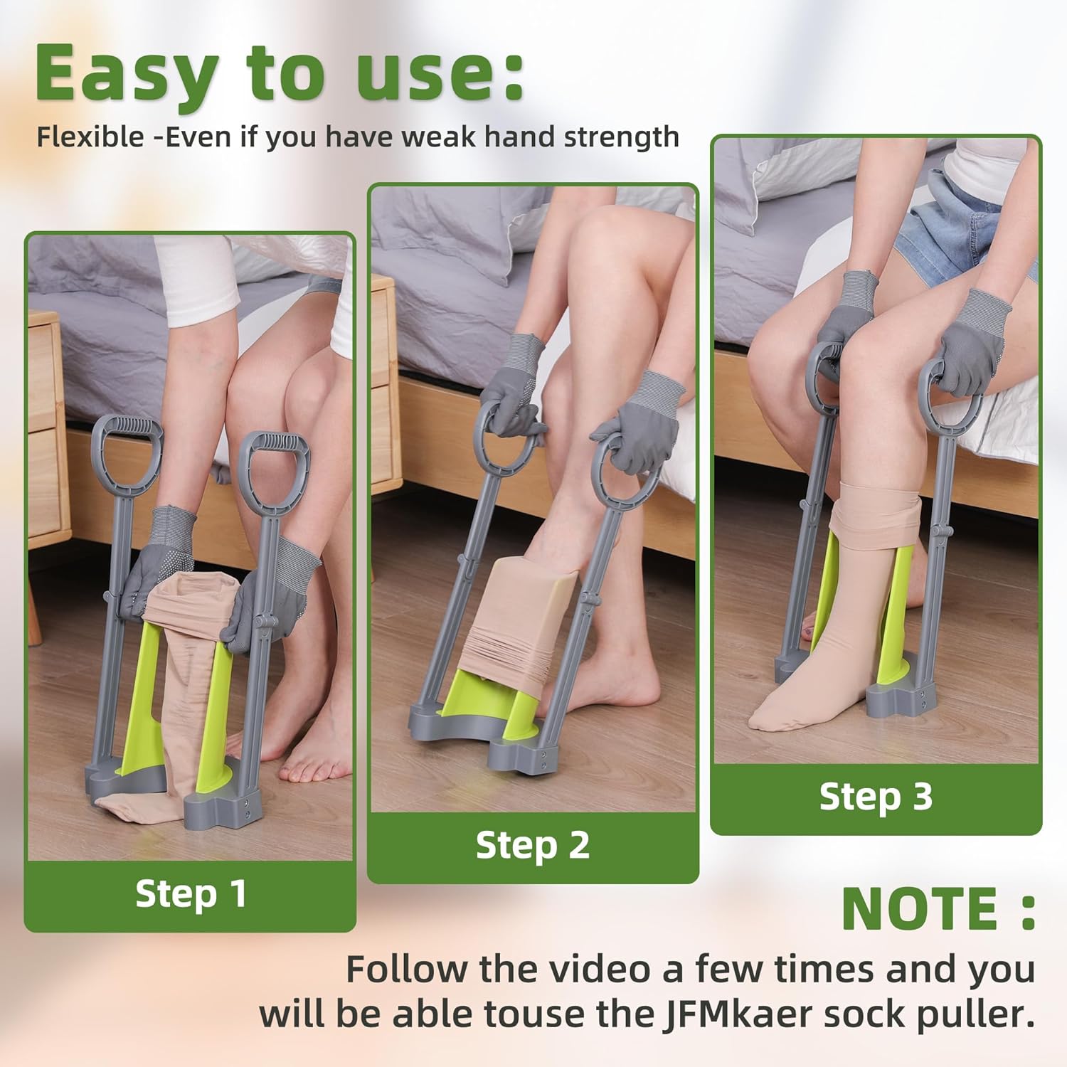 Compression Sock Aid Device with Dressing Stick for Easy On Compression Hosiery

