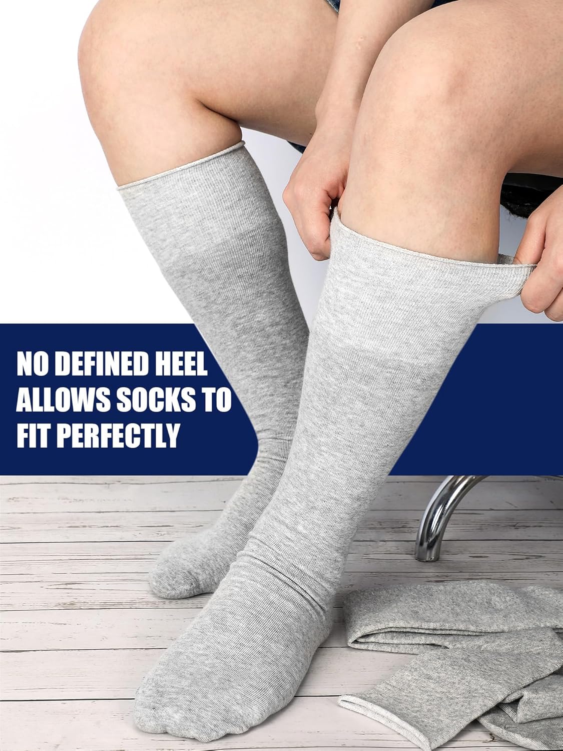 Shihanee 5 Pairs Seamless Over the Calf Walking Boot Socks Orthopedic AFO Liner

