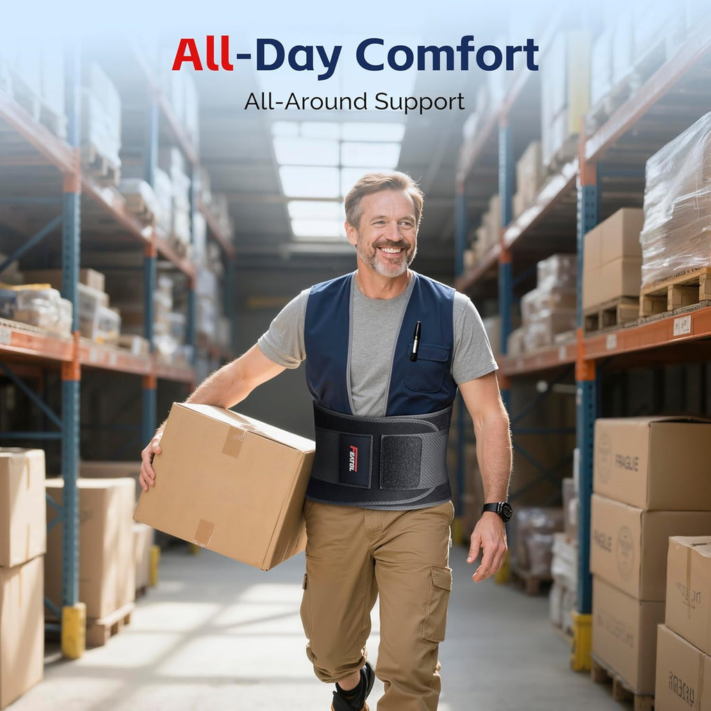 FEATOL Back Brace for Men Lumbar Support Belt Adjustable Straps, Removable Lumbar Insert

