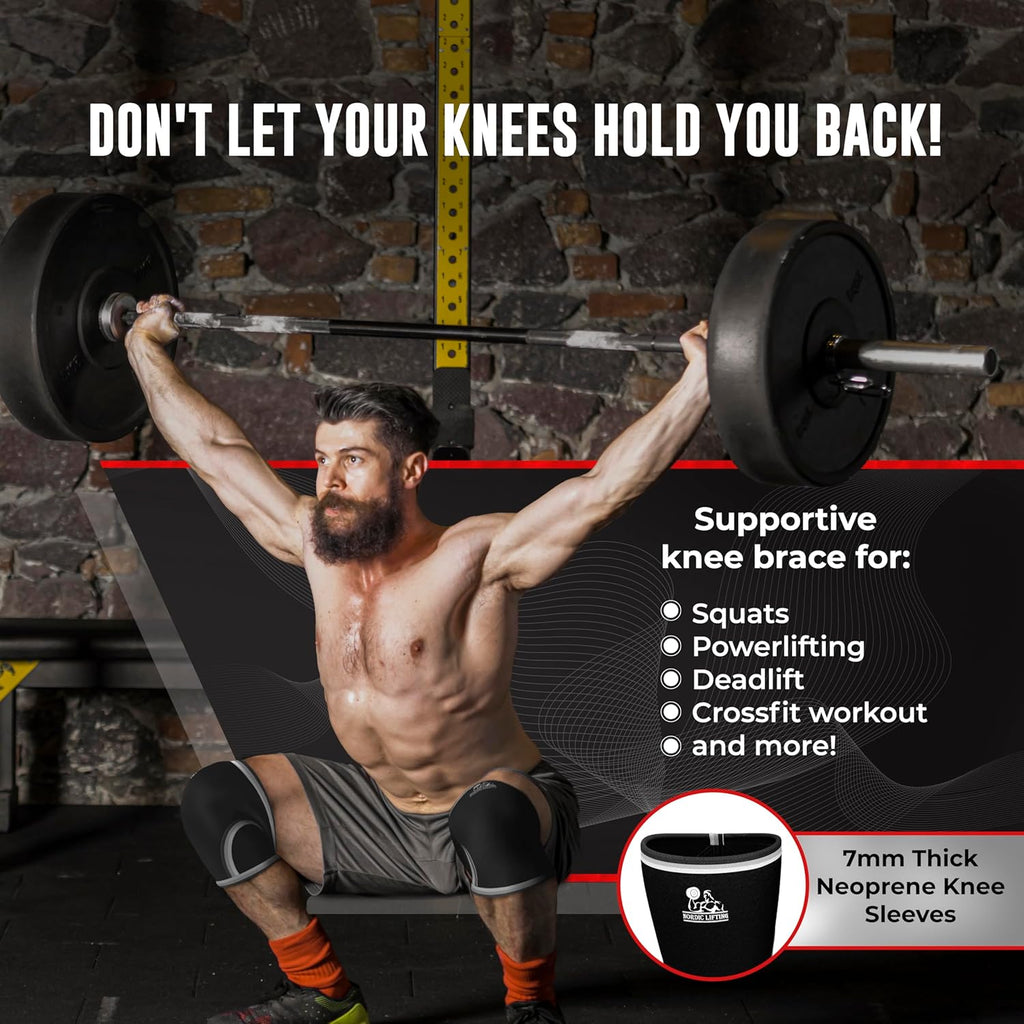 Nordic Lifting 7mm Knee Sleeves for Weightlifting & Powerlifting, USPA Approved

