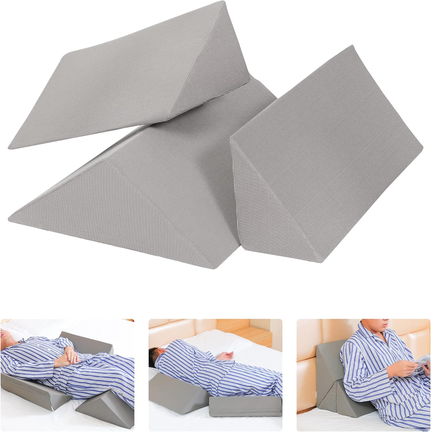 Fanwer 3-in-1 Bed Wedges & Positioning Pillows, 40° Bed Wedge Set

