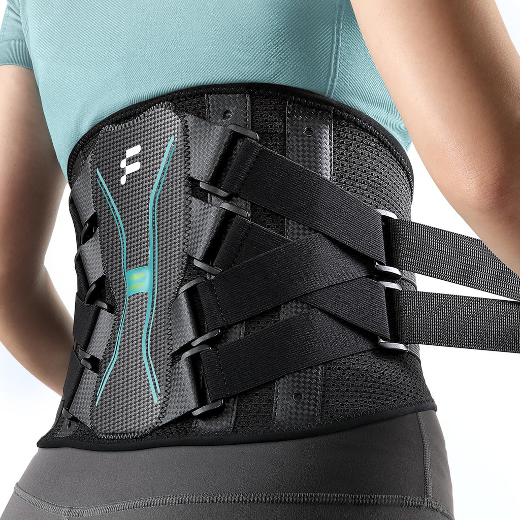 Fitomo Back Brace for Women Men, 3D Lumbar Support, Carbon Fiber Splints Air Mesh

