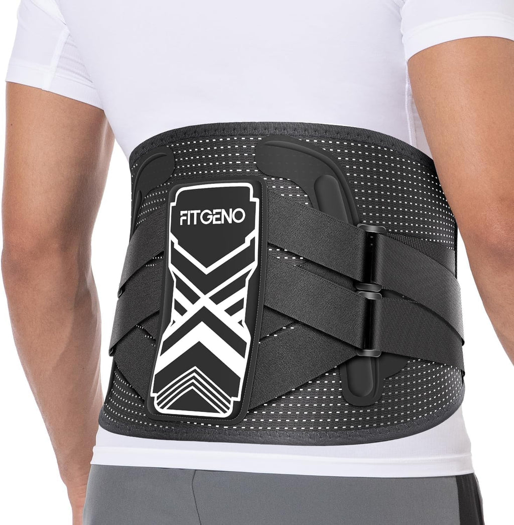Fit Geno Back Brace for Lower Back Pain Relief, Adjustable Lumbar Support Belt

