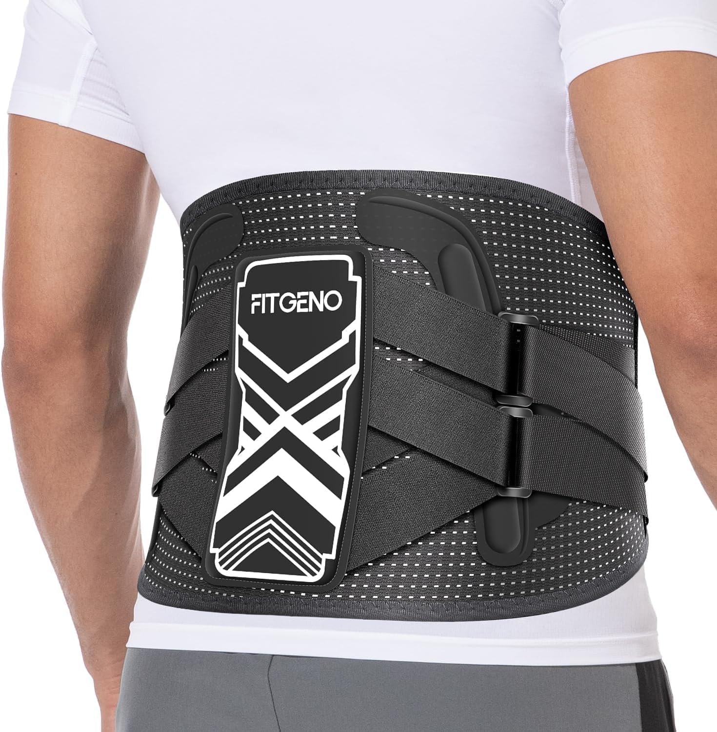 Fit Geno Back Brace for Lower Back Pain Relief, Adjustable Lumbar Support Belt

