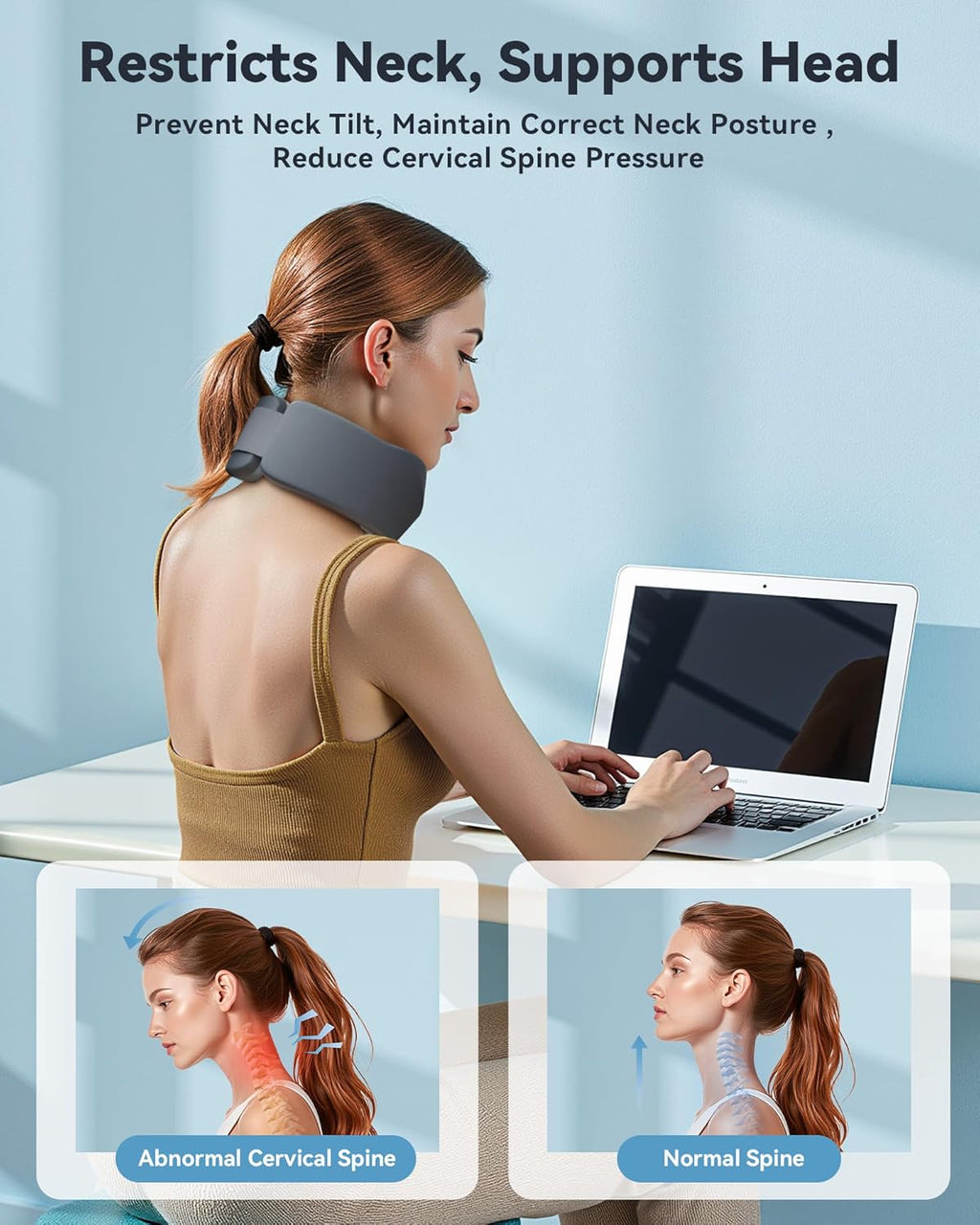 Memory Foam Neck Brace for Sleeping, Soft Cervical Collar for Neck Support

