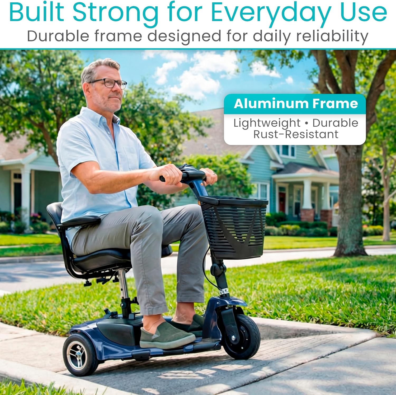 Vive 3-Wheel Electric Mobility Scooter for Adults, Folding Compact Travel Scooter

