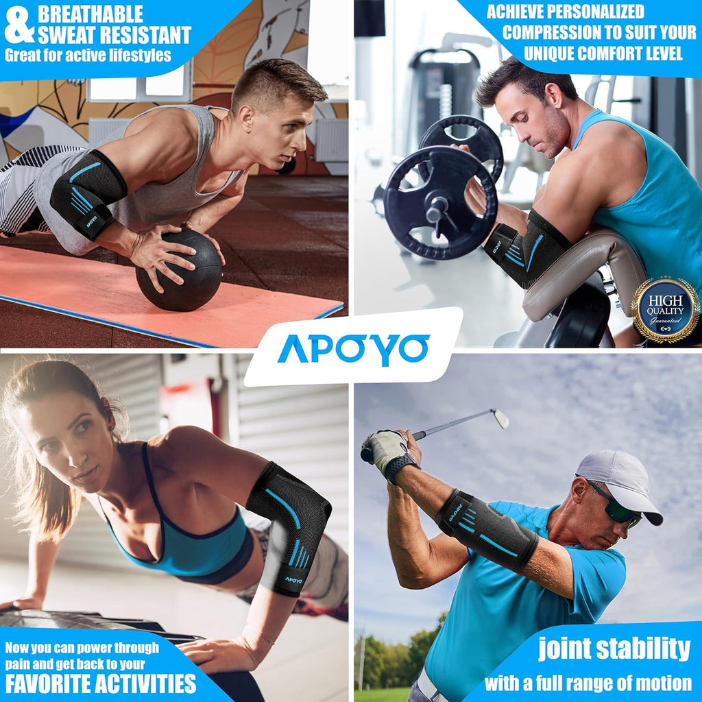 APOYO Elbow Brace Compression Sleeve for Tennis Elbow Tendonitis Arthritis Pain Relief

