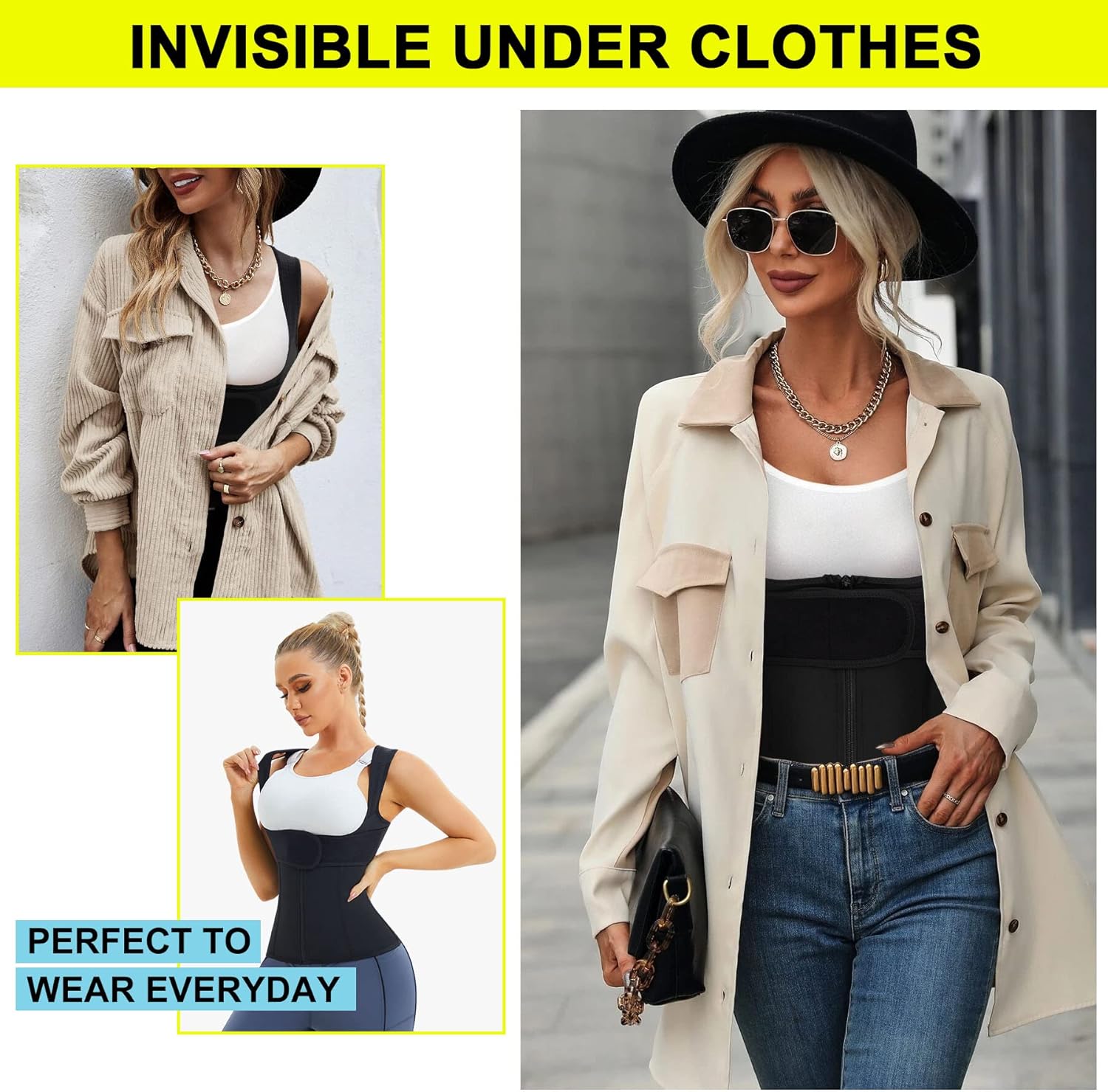 URSEXYLY Back Brace Waist Trainer Vest Posture Corrector Shoulder Support

