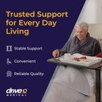 Drive Medical Non-Tilt Overbed Table with Wheels, Height-Adjustable Laminate Top

