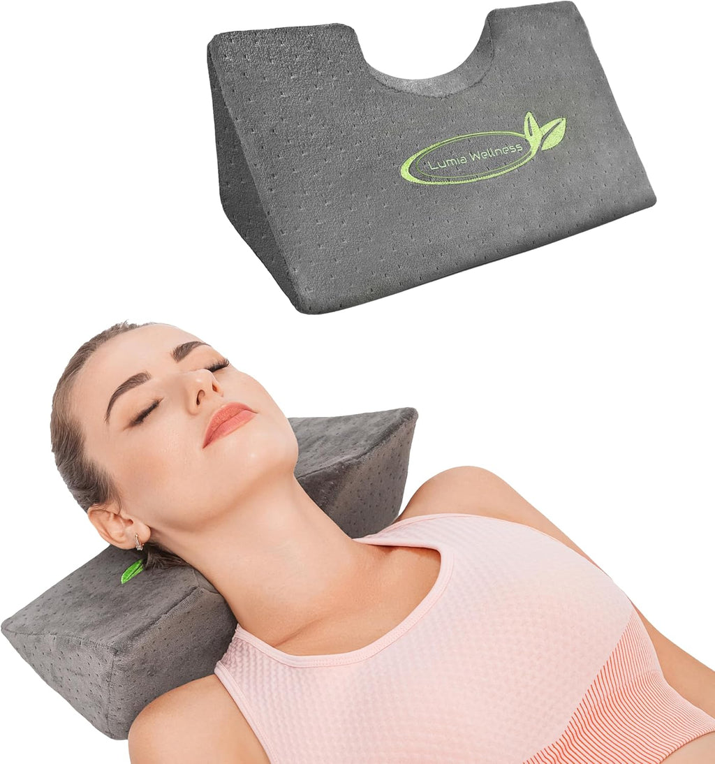 Lumia Wellness Cervical Wedge Pillow for Neck Stretching, Contoured Support


