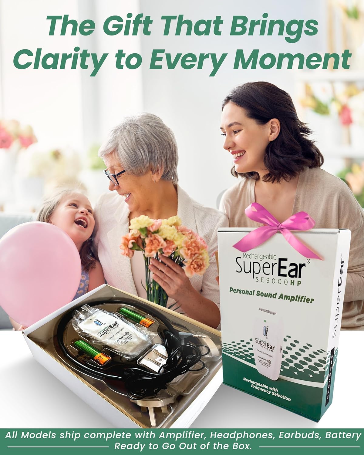 SuperEar Personal Sound Amplifier for Seniors, Rechargeable Listening Amplifier


