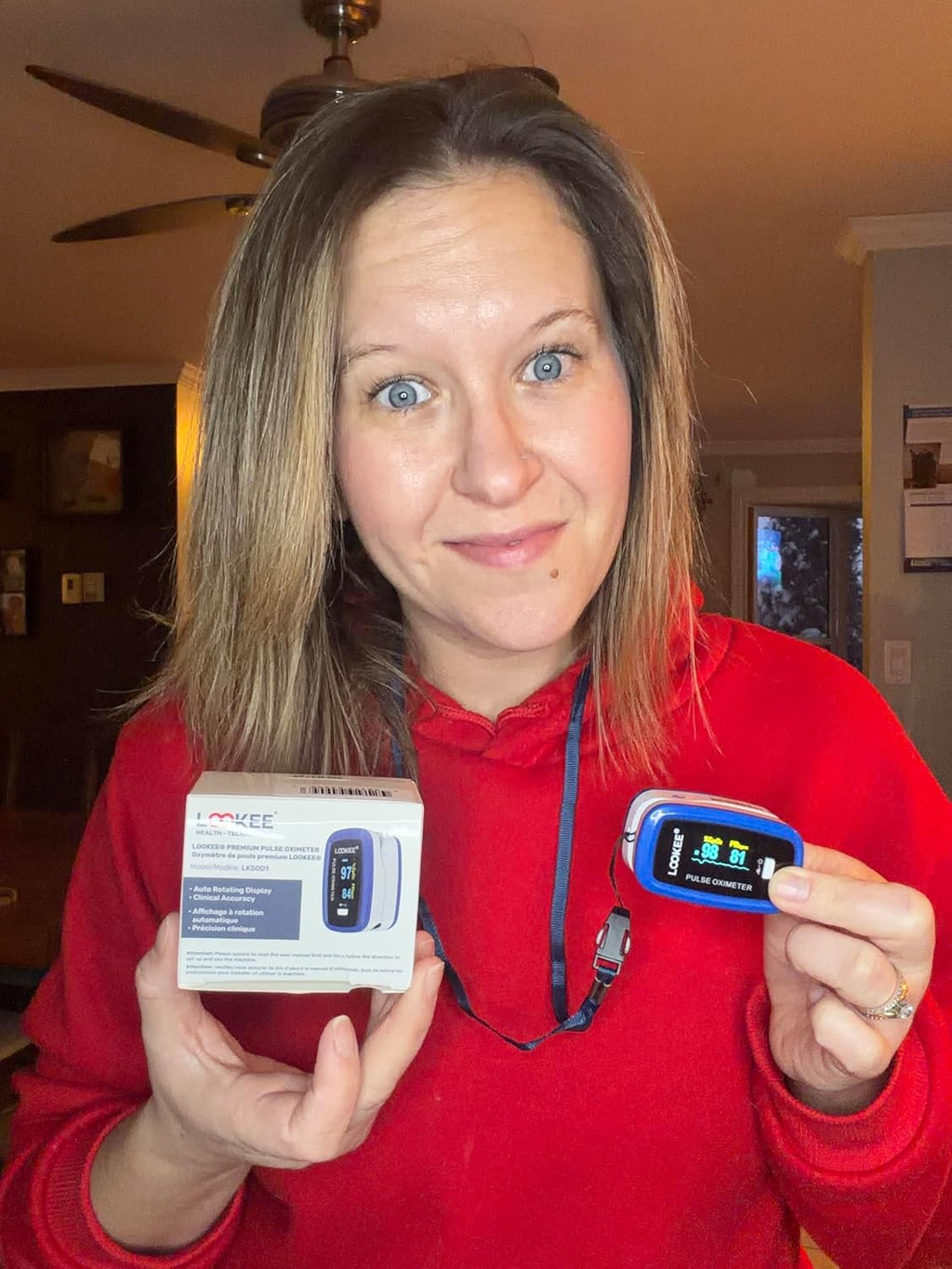 LOOKEE Deluxe Fingertip Pulse Oximeter, OLED Display, Plethysmograph Waveform

