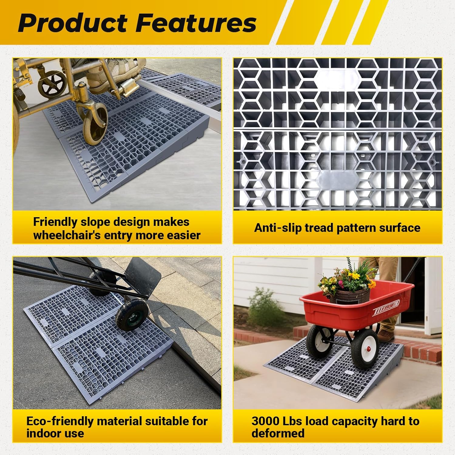 HOXWELL Modular Threshold Ramp for Doorways, Wheelchair and Car Access, 3000 lb


