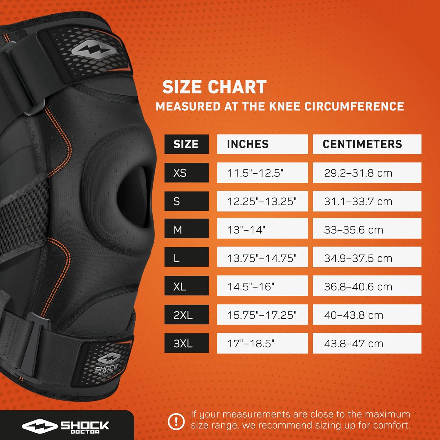 Shock Doctor Hinged Knee Brace with Compression Sleeve and Dual Side Stabilizers

