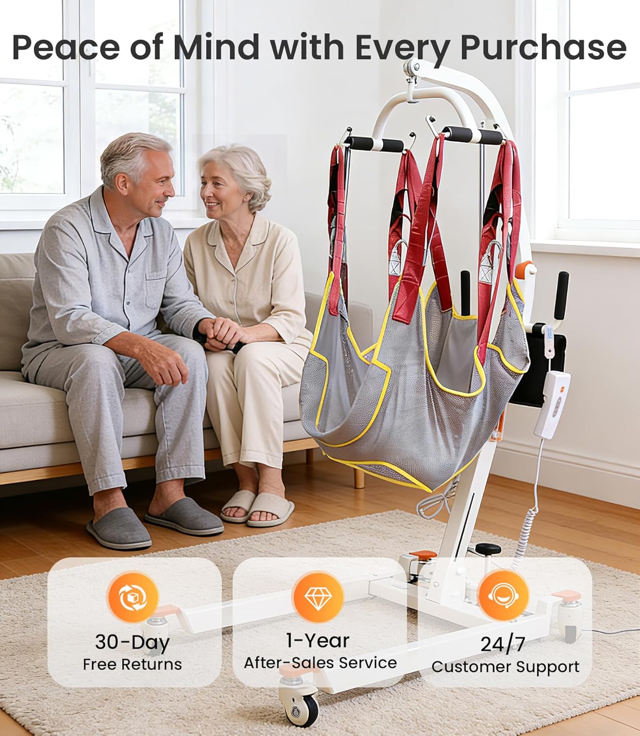 Vobic Electric Patient Lift Floor-to-Bed Transfer Aid Foldable with Mesh Sling 330 lb

