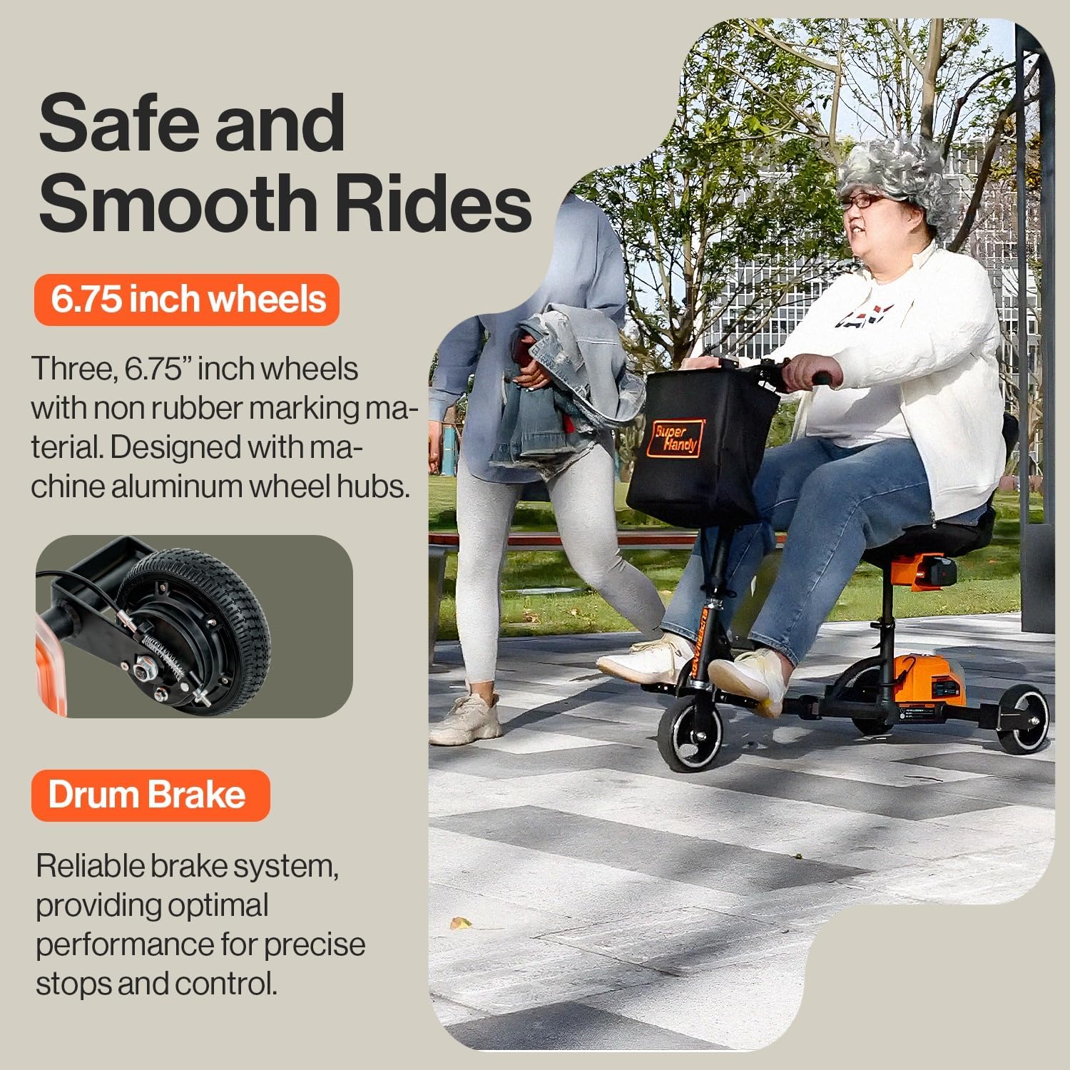 SuperHandy Passport Foldable 3-Wheel Mobility Scooter for Adults, 13 Mile Range

