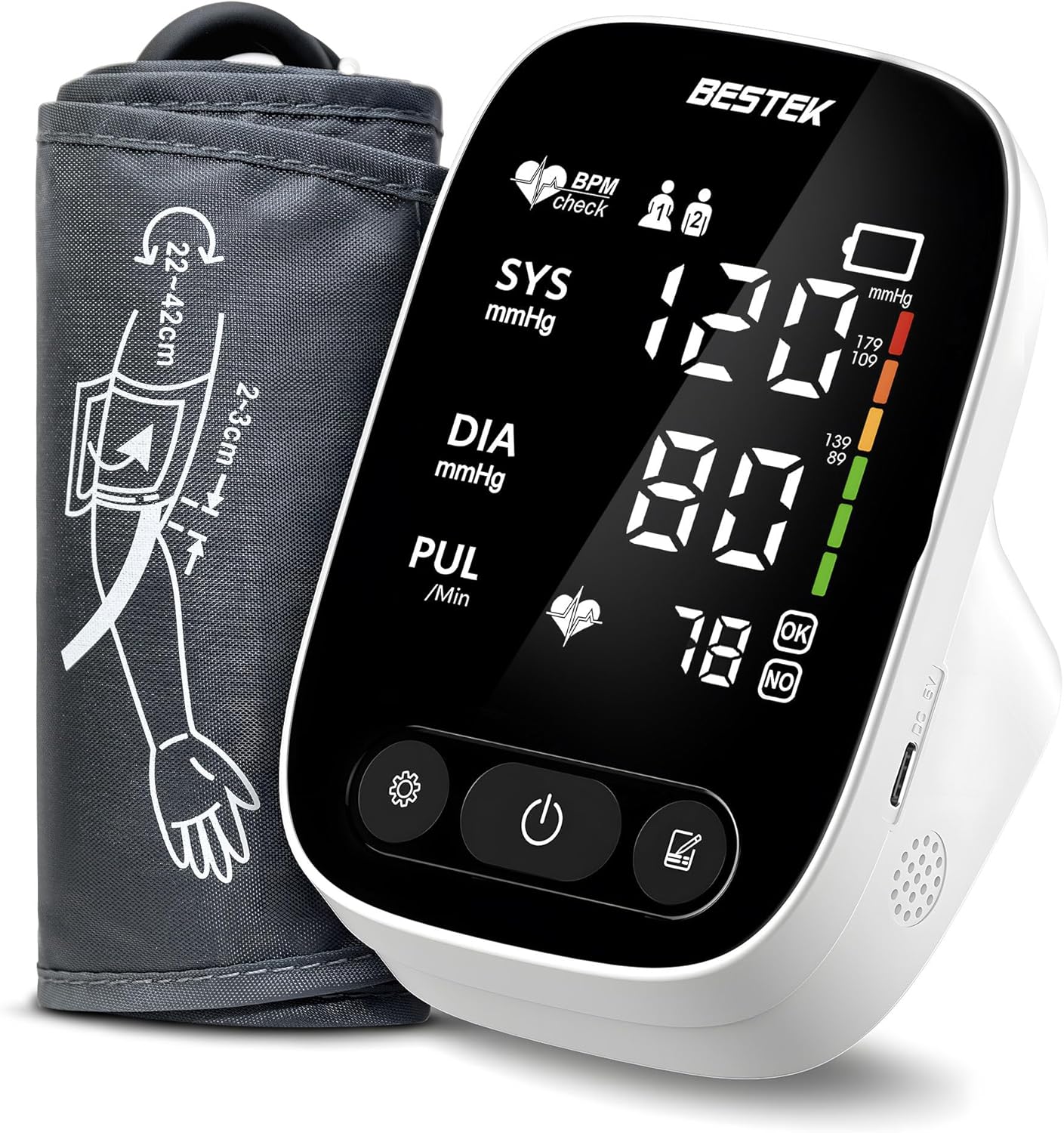 BESTEK Automatic Arm Blood Pressure Monitor, Digital LED Voice BP Cuff

