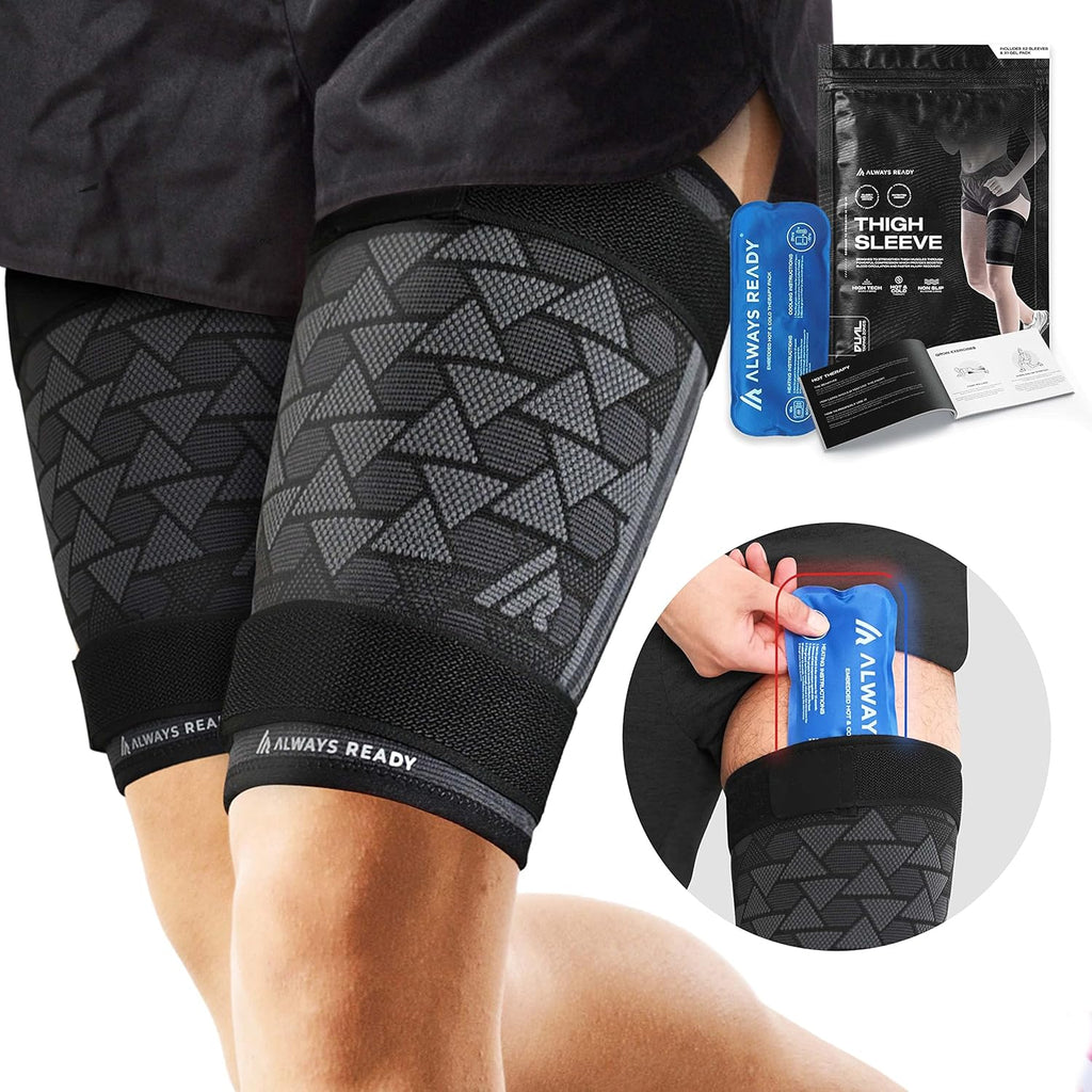 Always Ready Thigh Compression Sleeve with Hot & Cold Gel Pack for Hamstring

