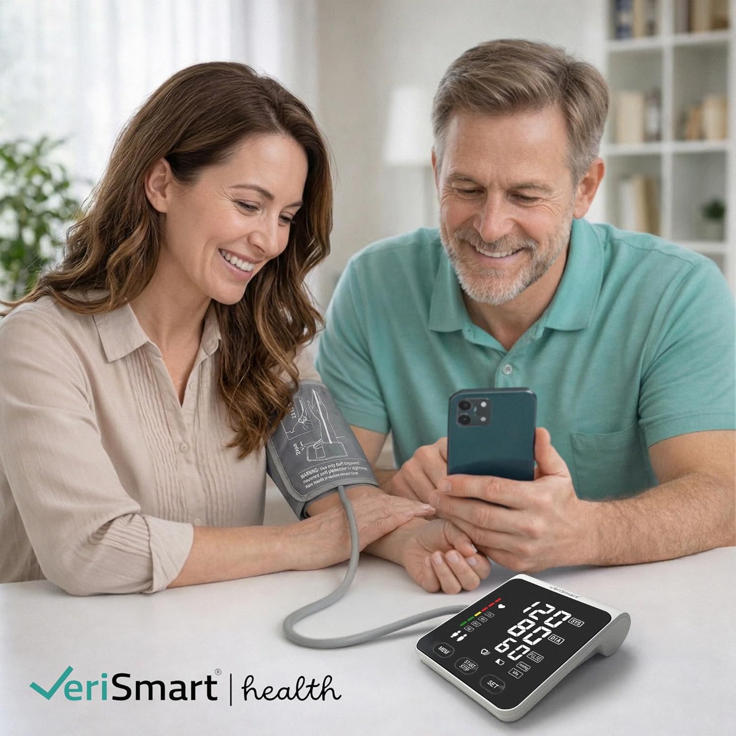 VeriSmart Health Smart Upper Arm Blood Pressure Monitor with Bluetooth, LED Display

