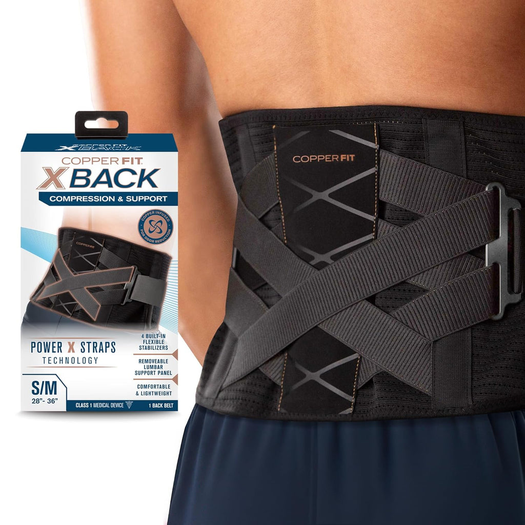 Copper Fit X-Back Adjustable Lumbar Support Brace for Lower Back Pain, Unisex


