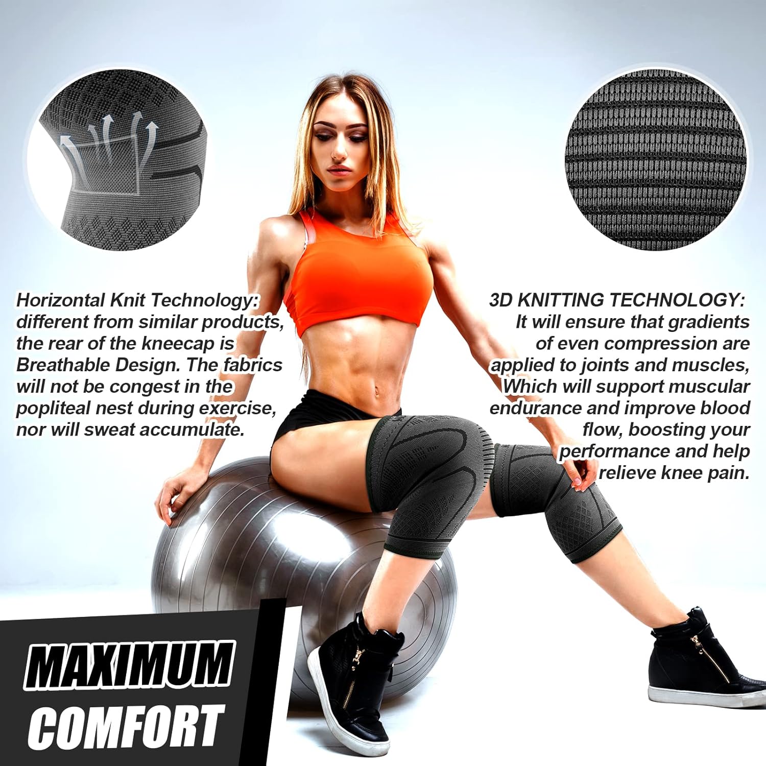 NEENCA Compression Knee Sleeves for Knee Pain Relief, Sports Knee Support

