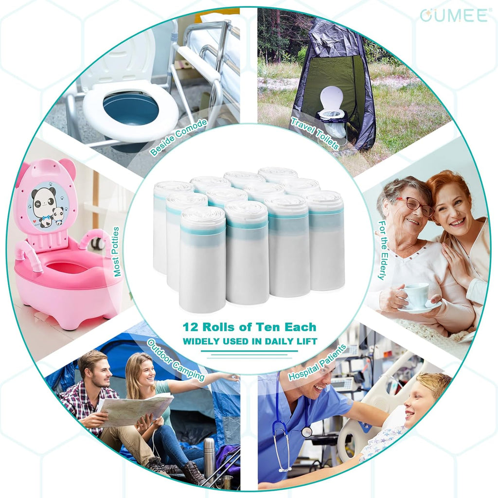 OUMEE Disposable Commode Liners for Bedside Commode and Portable Potty Bags

