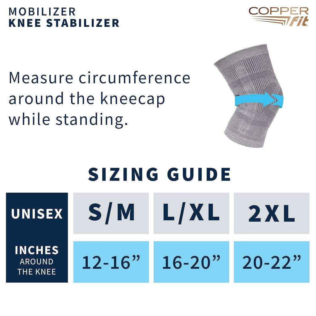 Copper Fit Mobilizer Knee Sleeve ProSeries with Removable Side Stabilizers Knee Support for Recovery Relief

