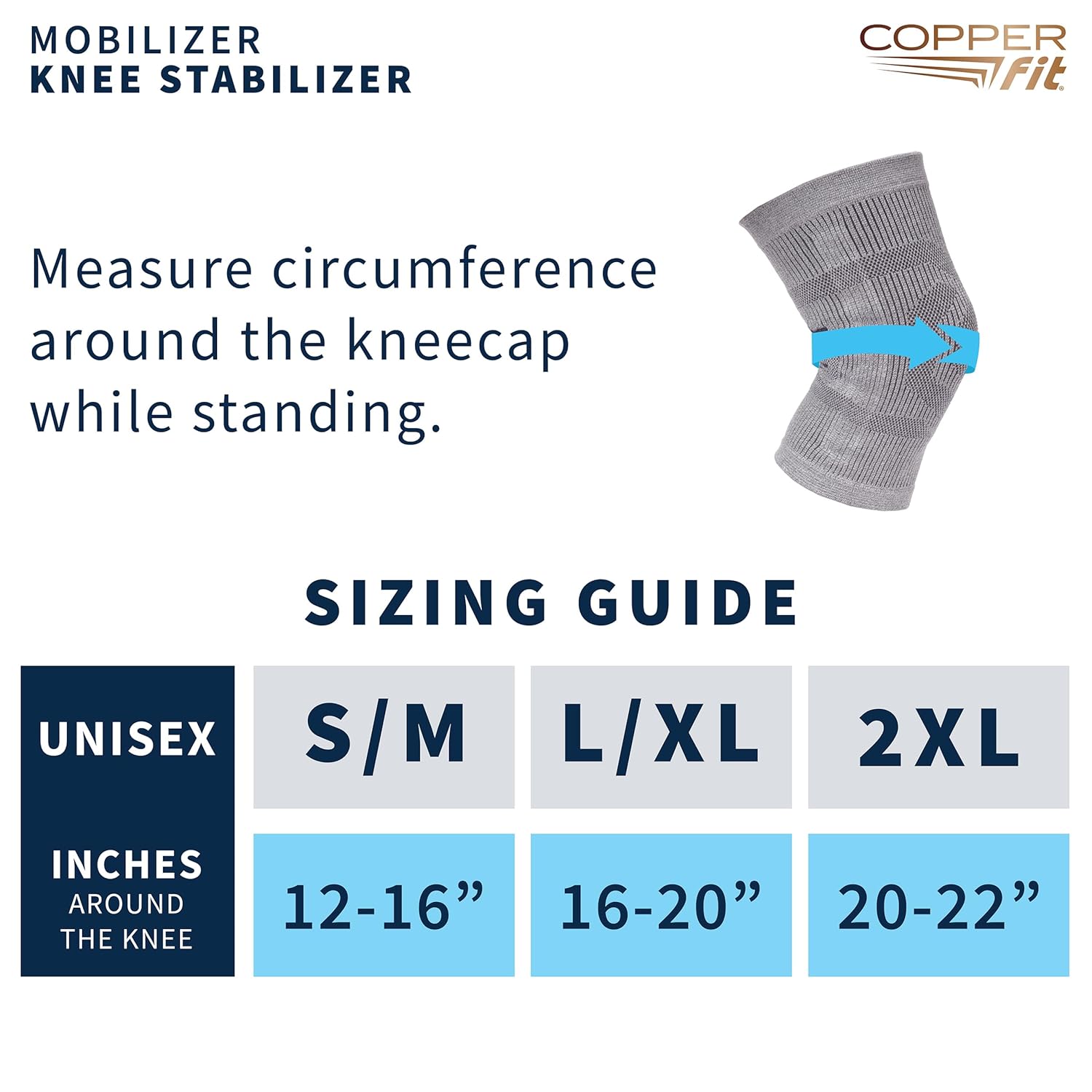 Copper Fit Mobilizer Knee Sleeve ProSeries with Removable Side Stabilizers Knee Support for Recovery Relief

