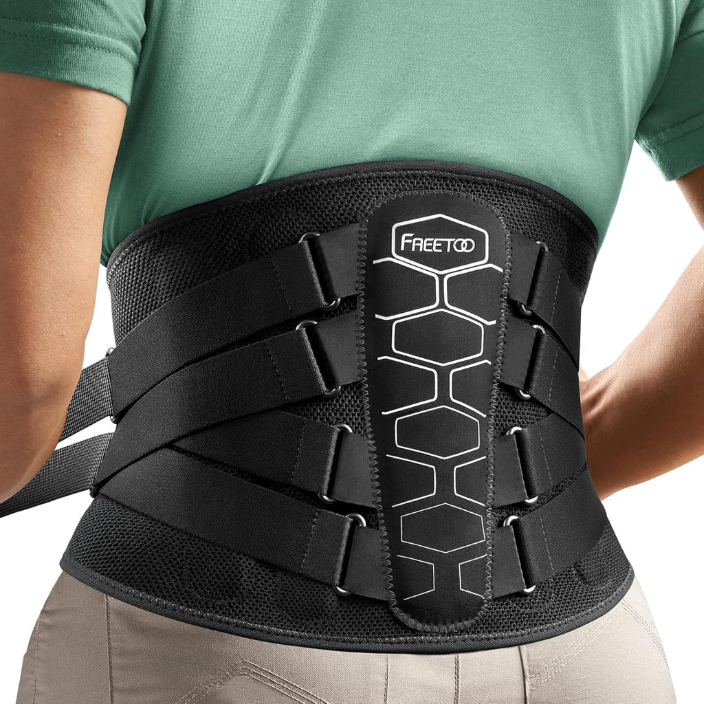 FREETOO Lumbar Back Brace for Lower Back Pain Relief with Removable Pad and Pulley

