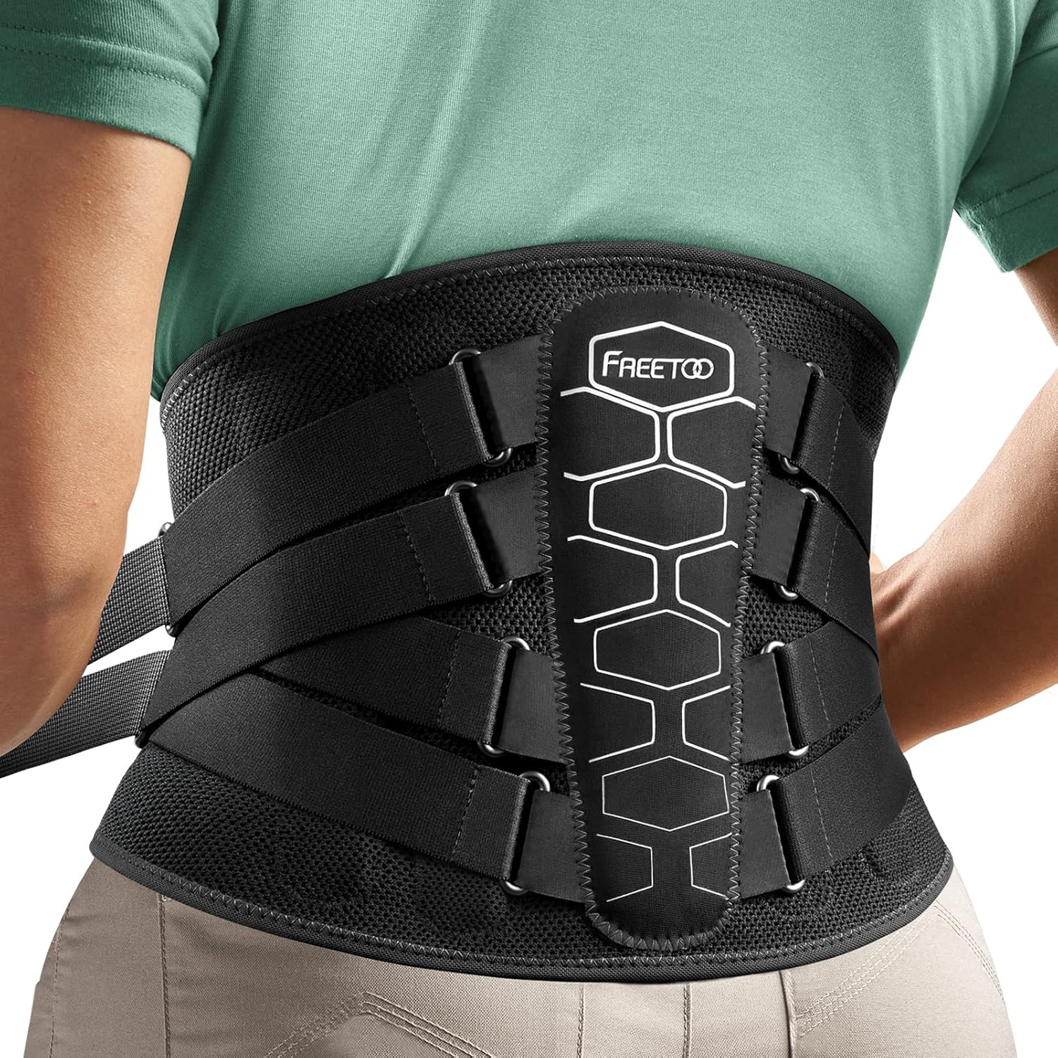 FREETOO Lumbar Back Brace for Lower Back Pain Relief with Removable Pad and Pulley


