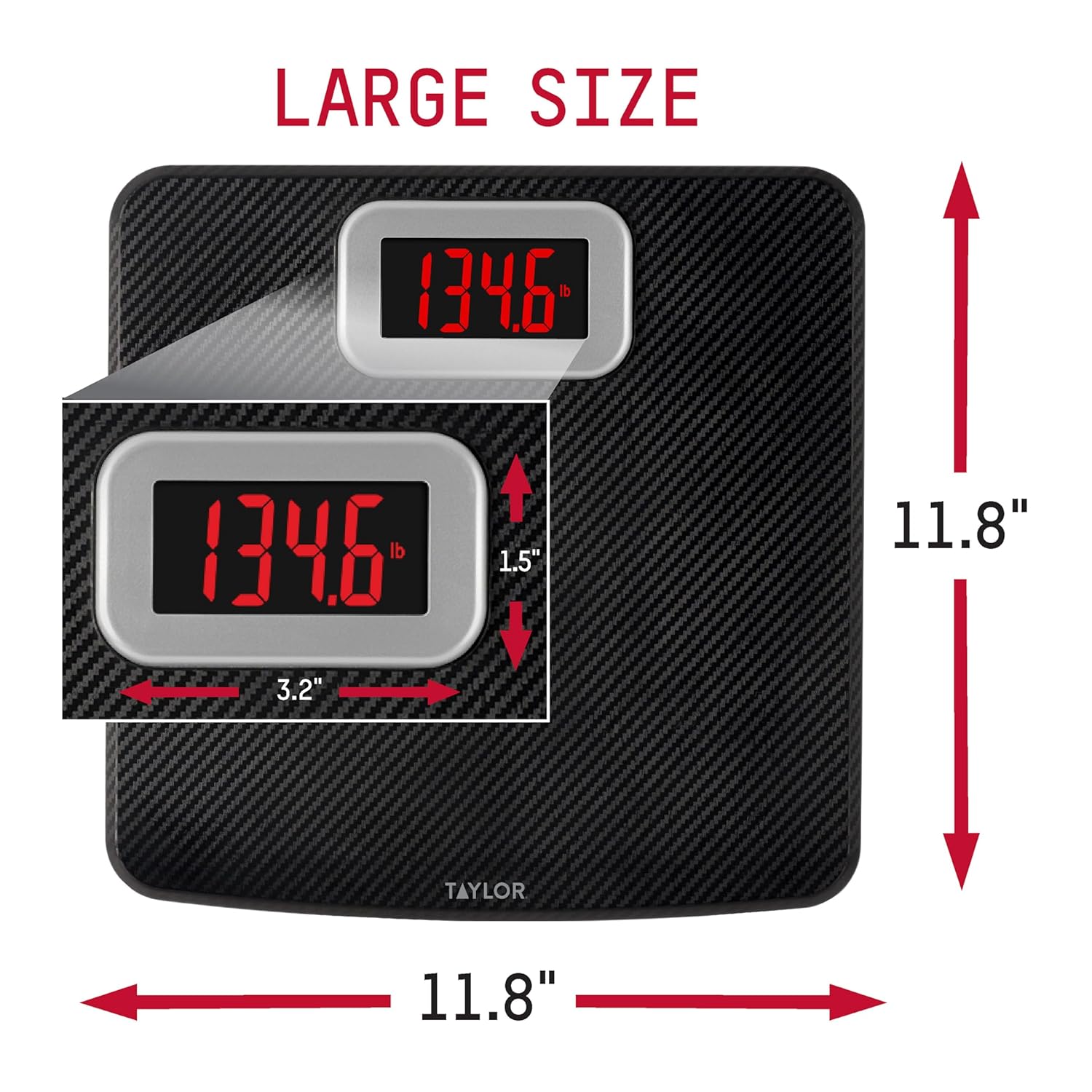 Taylor Digital Bathroom Scale with Carbon Fiber Anti-Slip Mat, 440 lb Capacity

