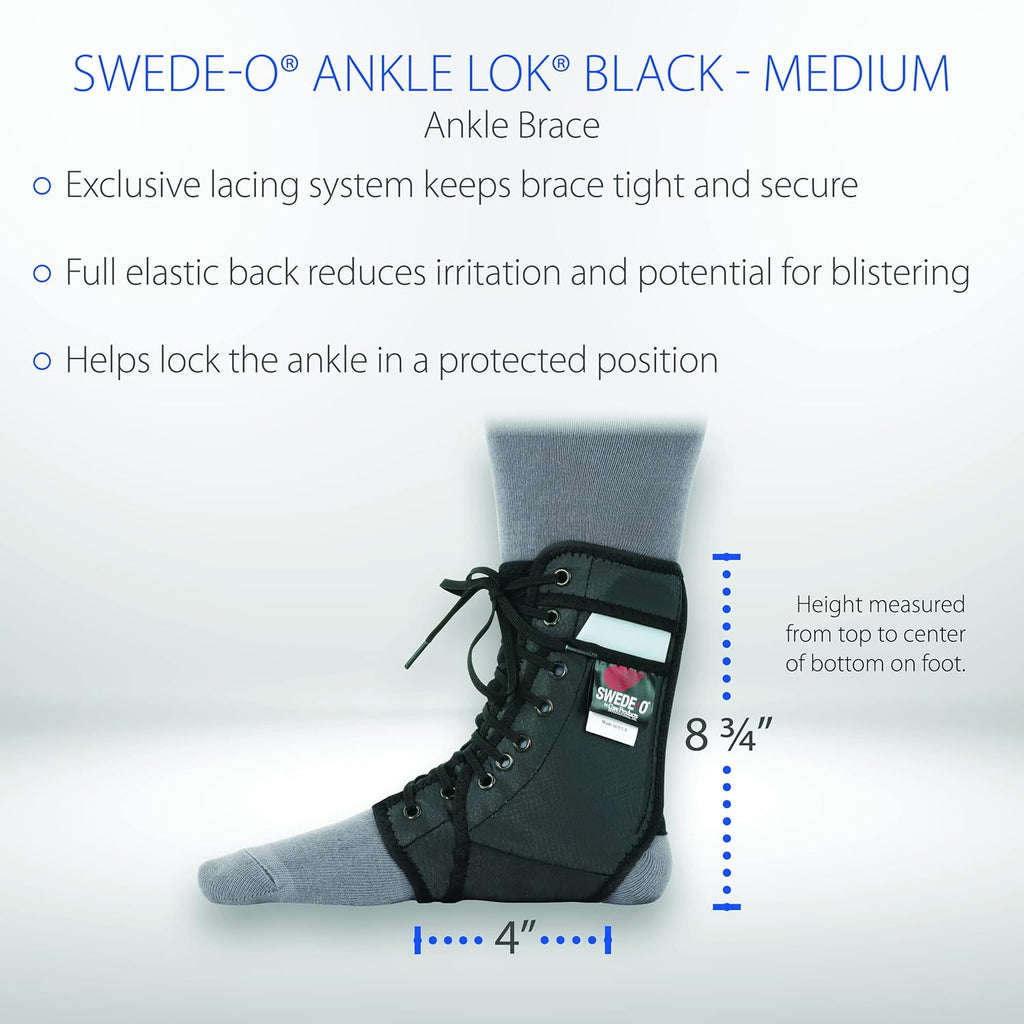 Swede-O Ankle Lok Ankle Brace with Spiral Stays and Removable Stabilizers

