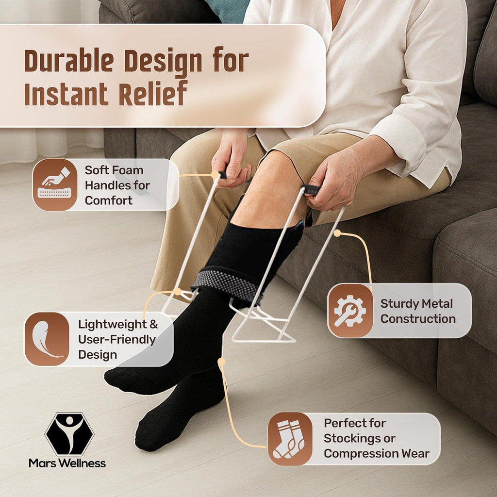 Stocking Donner Compression Sock Aid Tool with Metal Frame and Foam Grips

