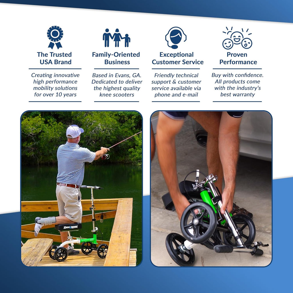 KneeRover GO Knee Scooter Knee Walker Crutch Alternative, Compact Portable

