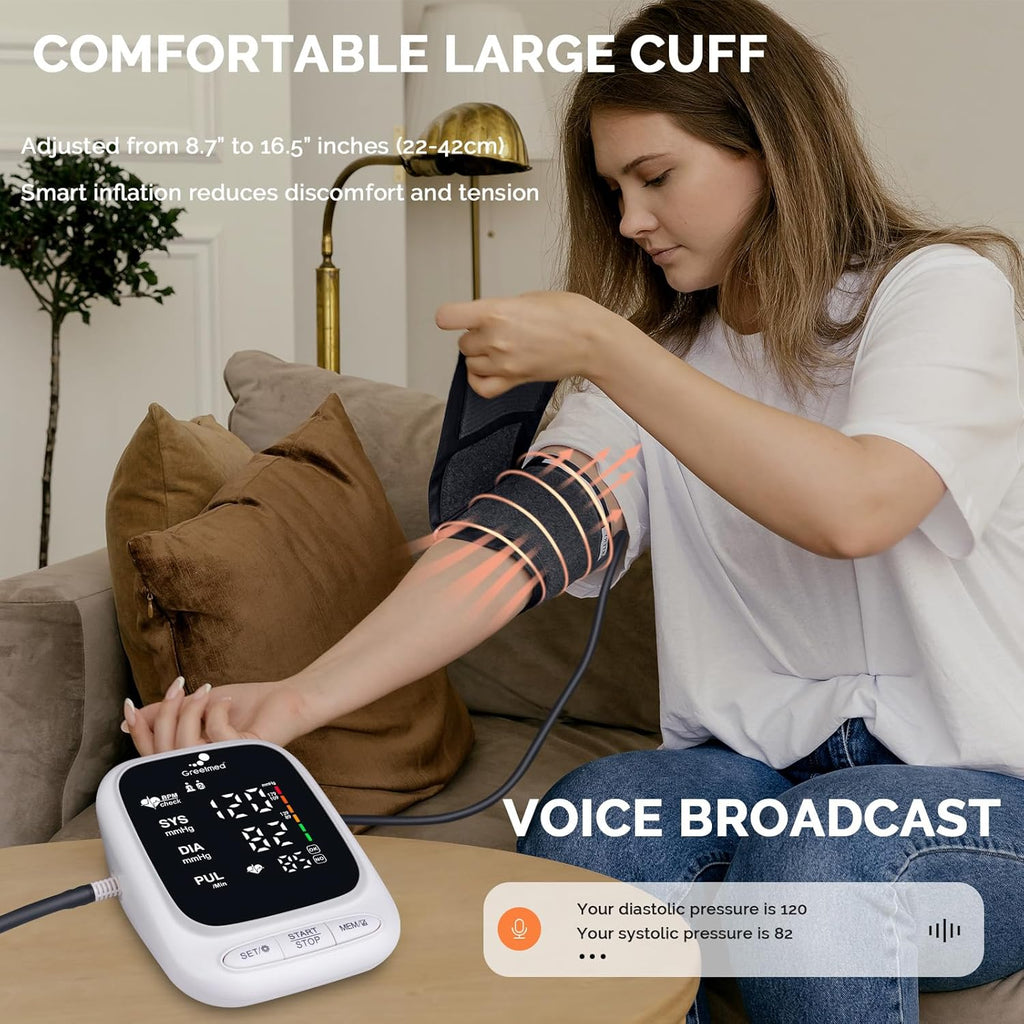 Upper Arm Automatic Blood Pressure Monitor with Talking Display and Rechargeable Battery

