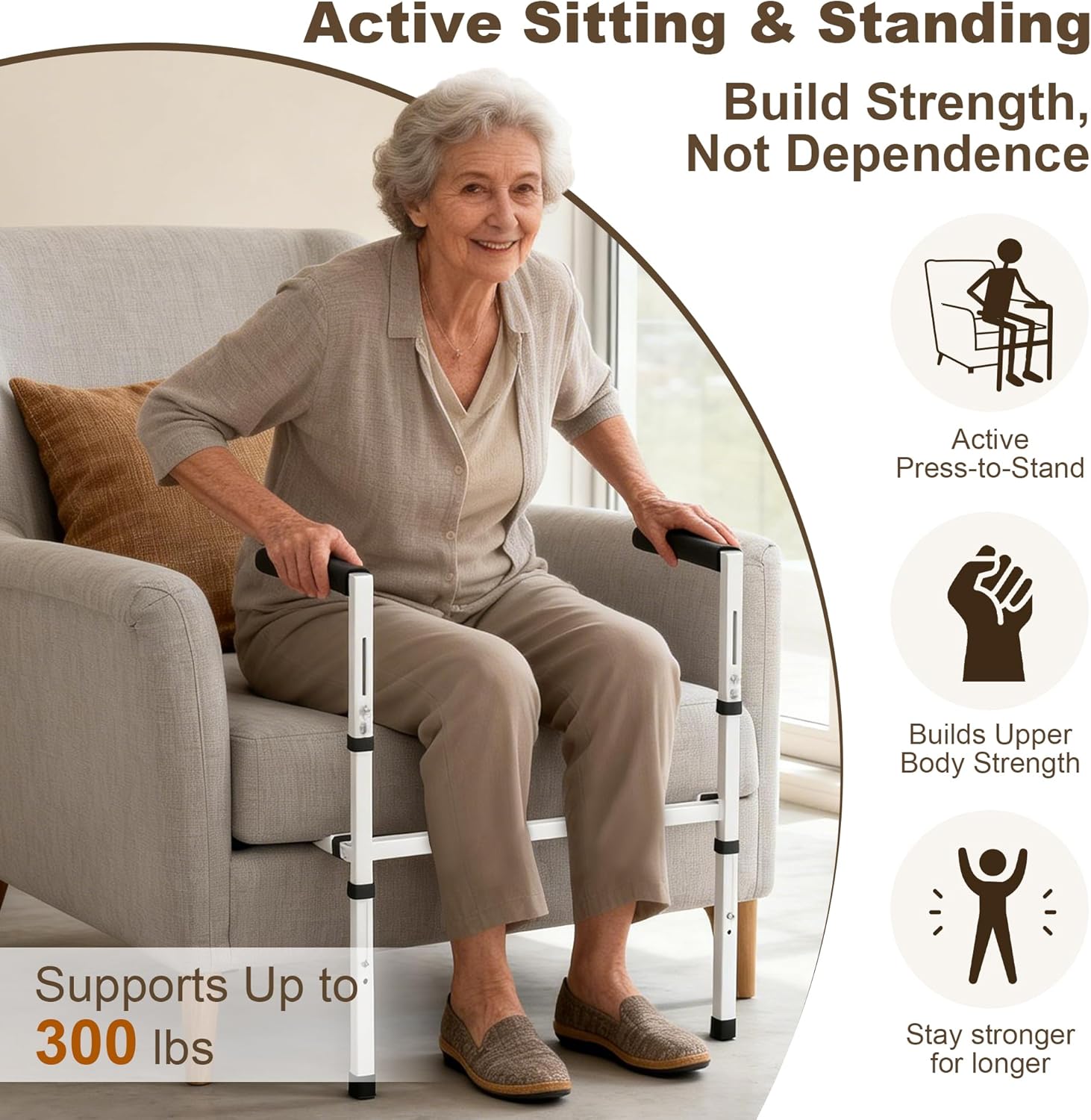 Stand Assist for Elderly Sit-to-Stand Chair Lift for Sofa, Supports 300 lbs

