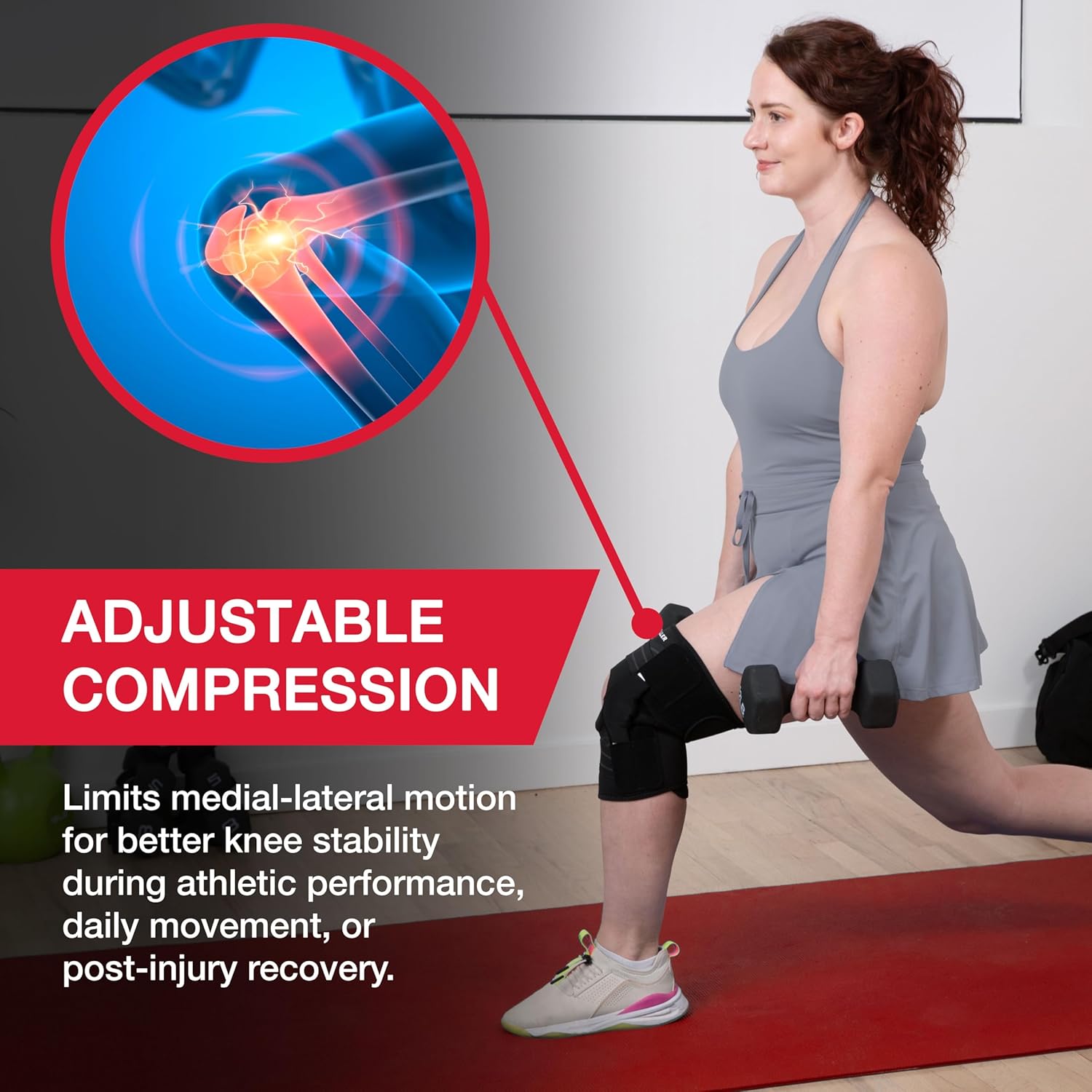 Mueller Hinged Knee Support Self-Adjusting for Compression and Pain Relief, Men/Women

