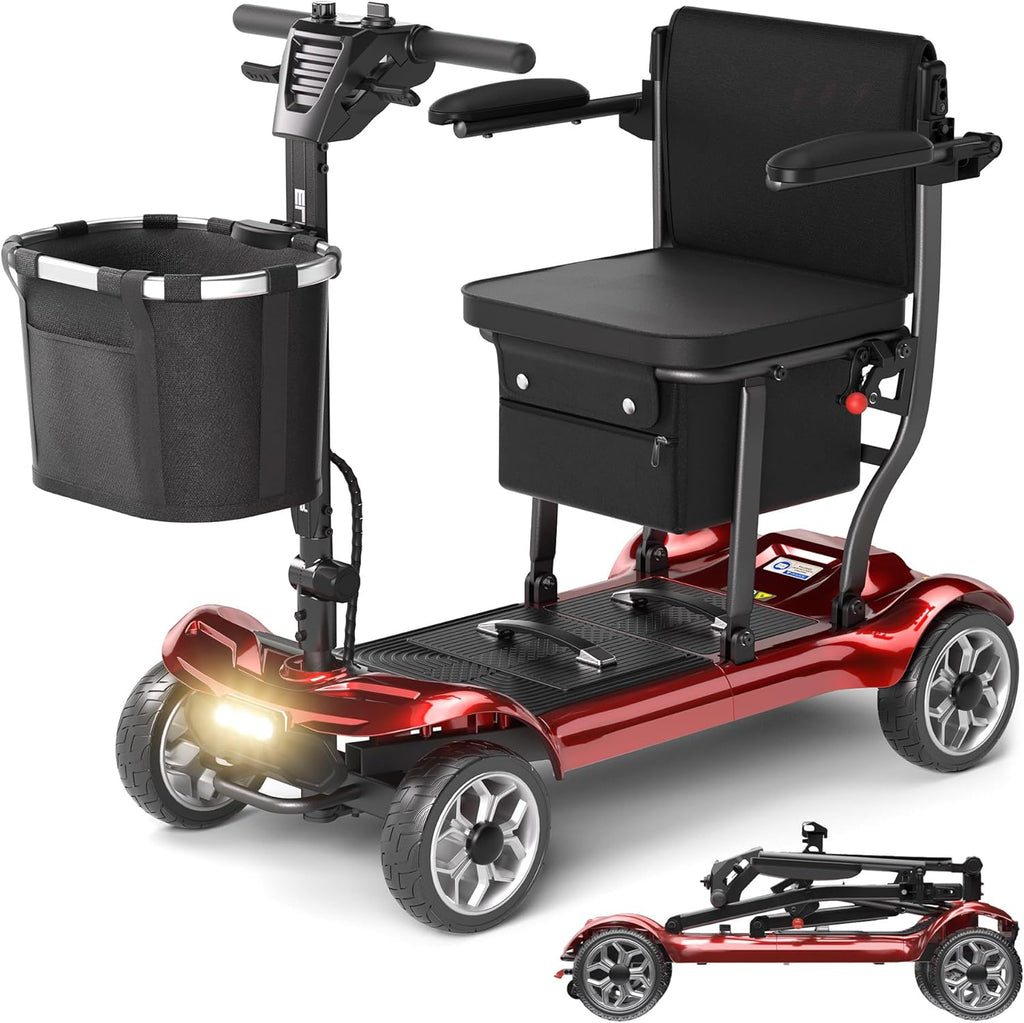 Lightweight Foldable Mobility Scooter for Adults, 4-Wheel Motorized, 300 lb

