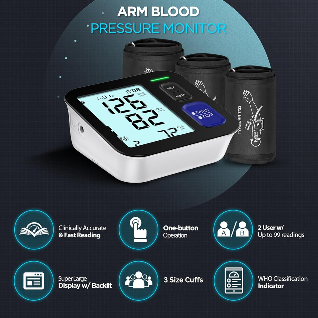 AQESO Upper Arm Blood Pressure Monitor, Automatic Digital BP Machine

