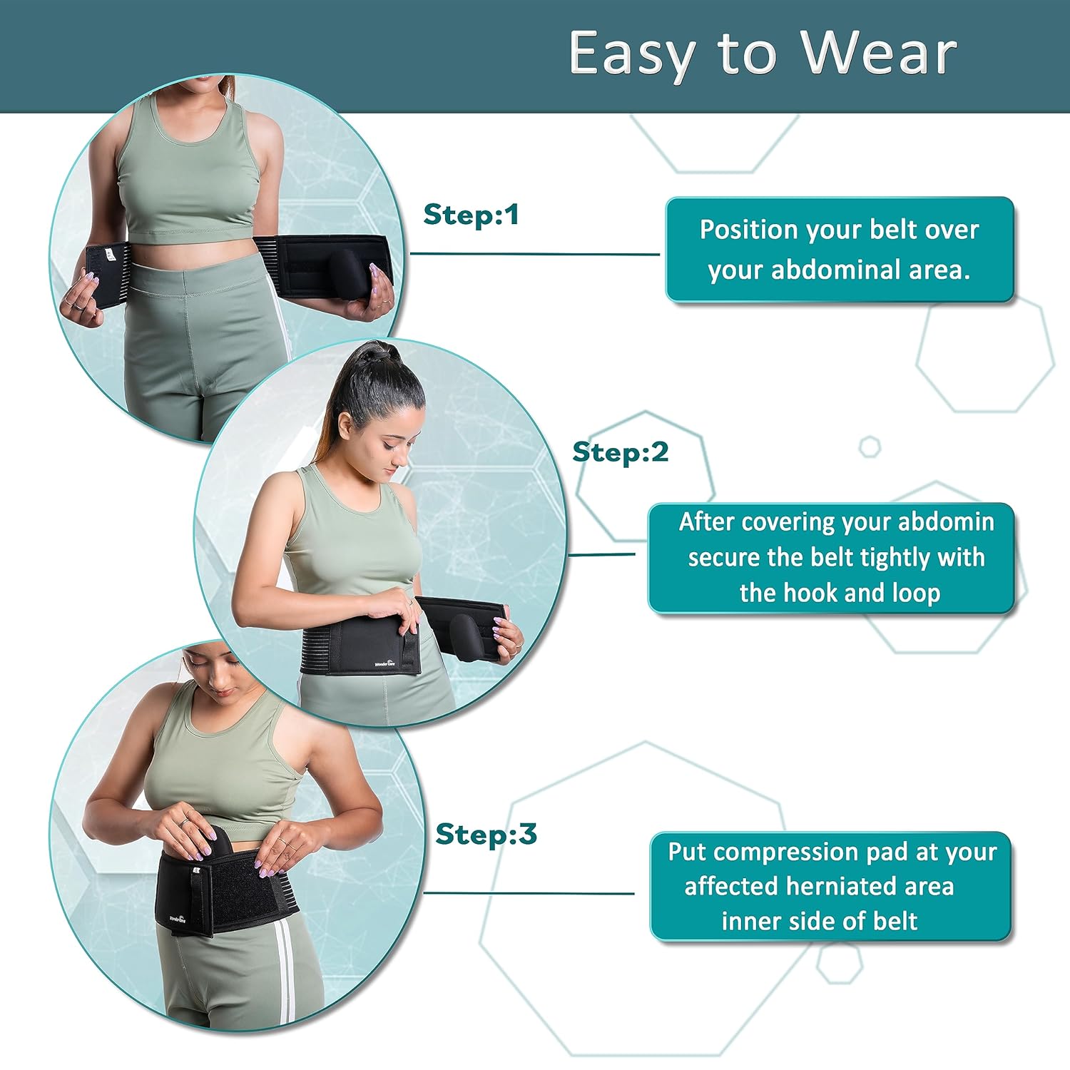Wonder Care Umbilical Hernia Support Belt Abdominal Binder with Removable Compression Pad

