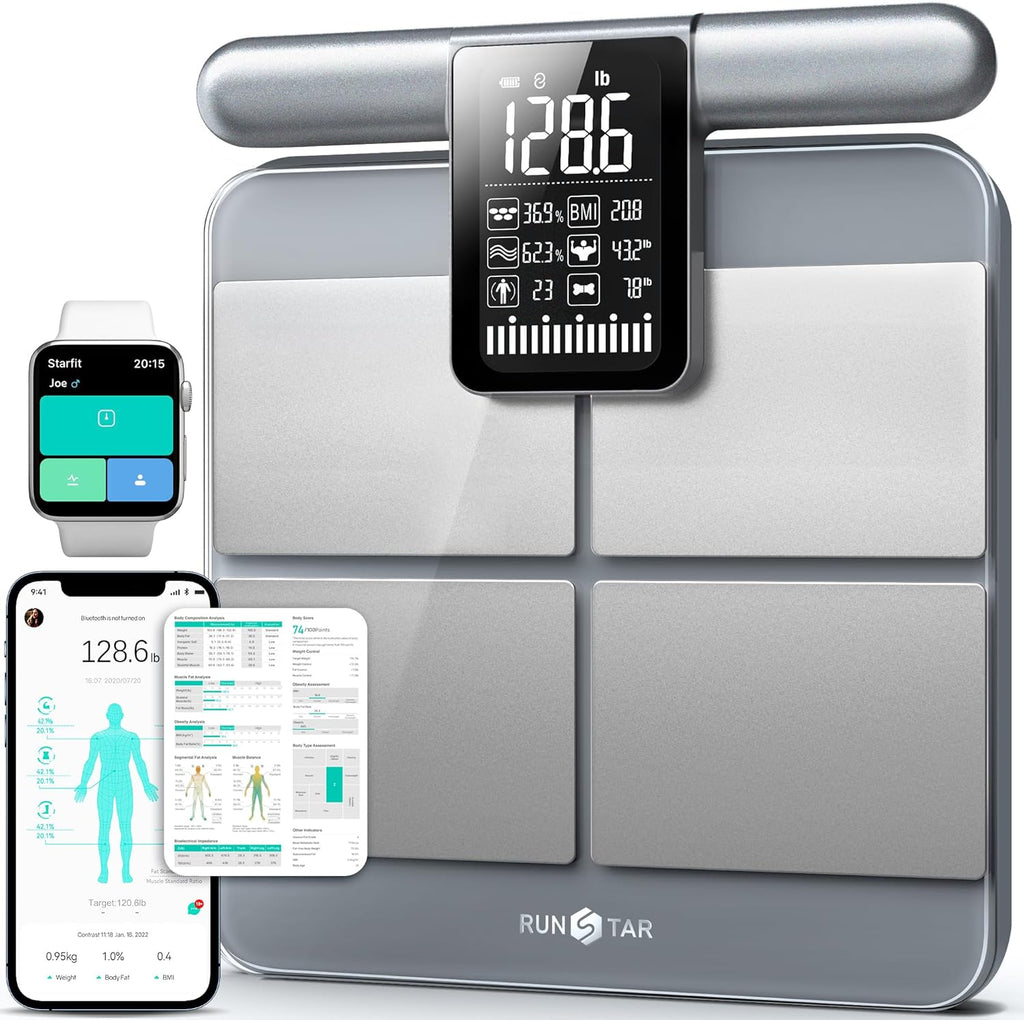 RunStar Smart Body Composition Scale with 8 Electrodes, BMI & Fat Measurement

