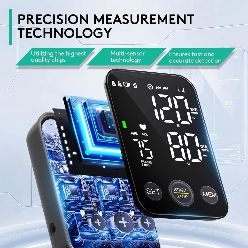 Oklar Upper Arm Blood Pressure Monitor, One-Button BP Machine with LED Display

