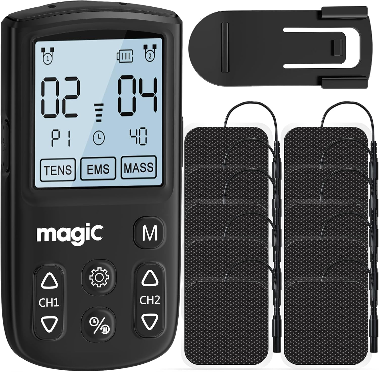 TENS Unit Muscle Stimulator with Dual Channel EMS for Back and Shoulder Pain Relief

