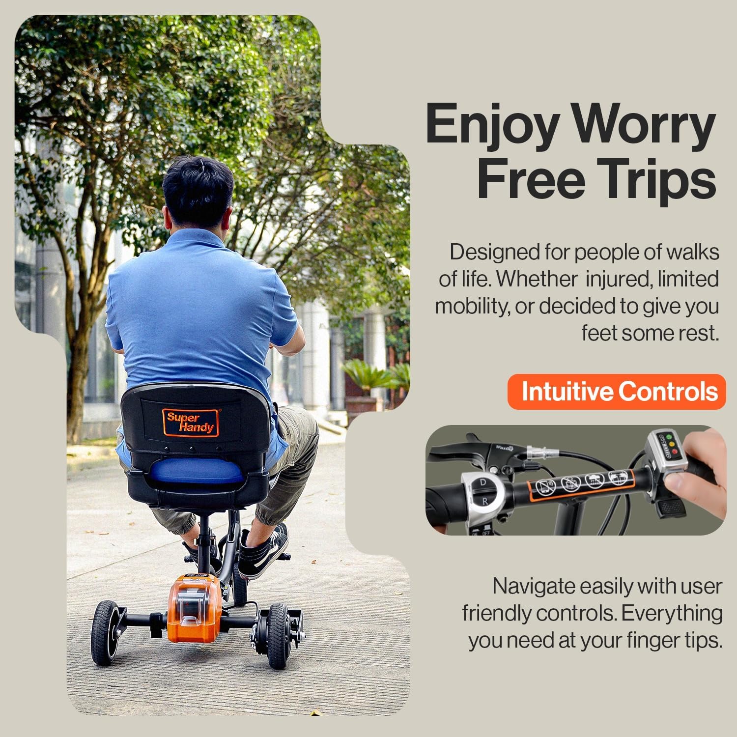 SuperHandy Passport Foldable 3-Wheel Mobility Scooter for Adults, 13 Mile Range

