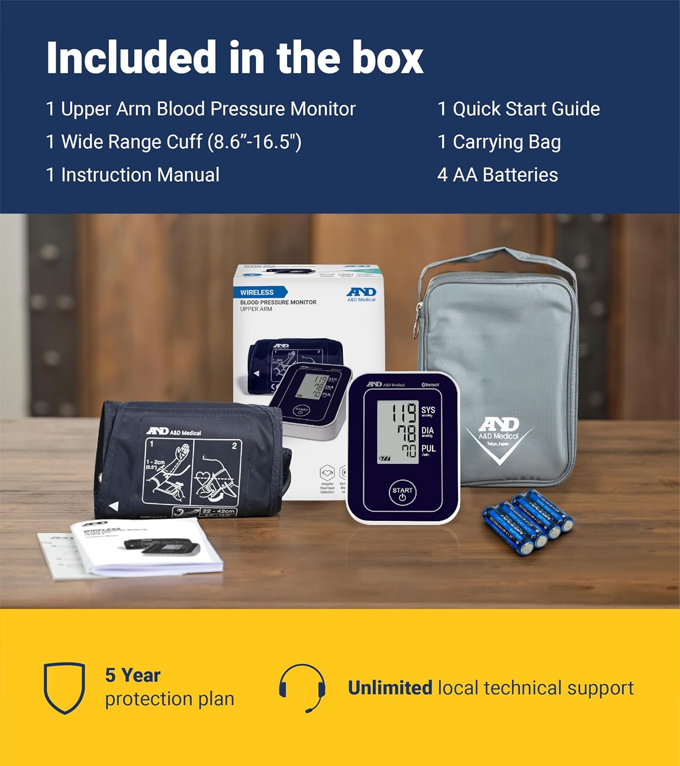 A&D Medical UA-651BLE Upper Arm Blood Pressure System with Wide-Range Cuff

